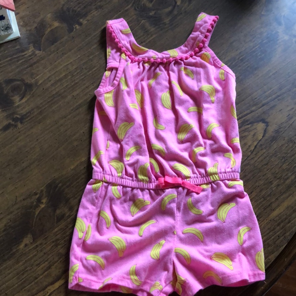 Girls pink banana romper